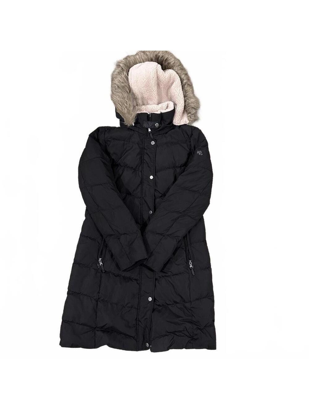 Women’s Ralph Lauren Down Puffer Jacket With Fur Hood Size Small